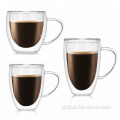 double wall tumbler glass mug cup with handle